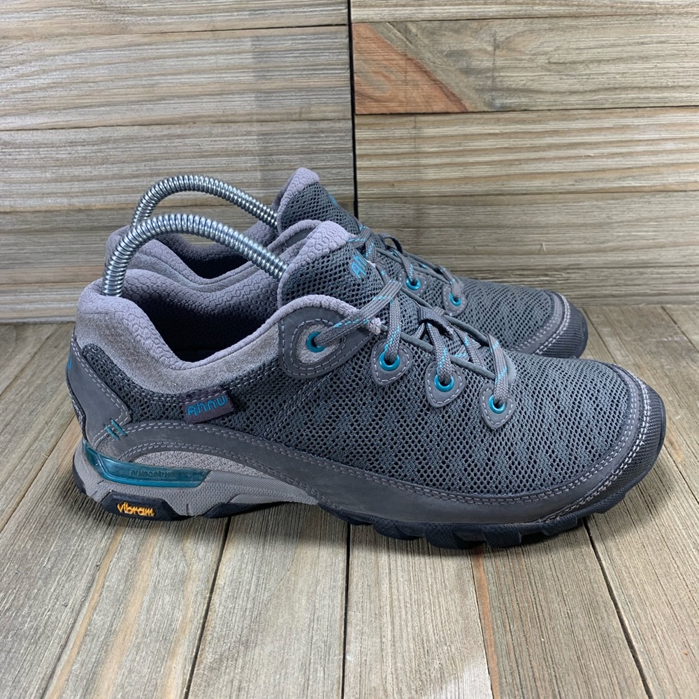 Ahnu Sugarpine II Air Mesh Hiking Shoes Grey Blue Sneakers Womens Size 7.5